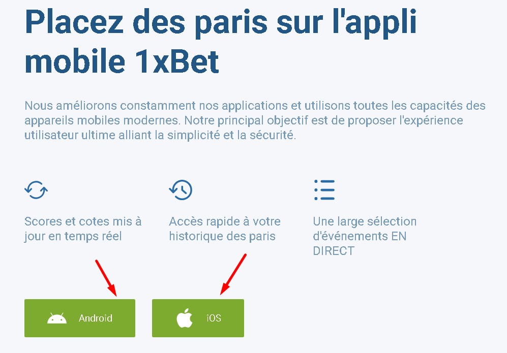 1xBet mobile apps advantages